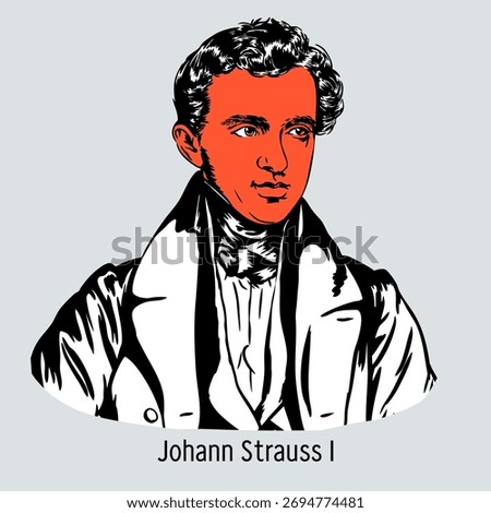Johann Baptist Strauss was an Austrian composer, violinist, and conductor. He was the founder of the Strauss musical dynasty. Hand-drawn vector illustration