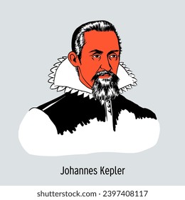 Johann Kepler war ein deutscher Mathematiker, Astronom, Mechaniker, Optiker und Entdecker. handgezeichnete Vektorgrafik