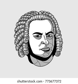 Johann Sebastian Bach. Vector illustration hand drawn. 