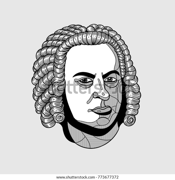 Johann Sebastian Bach Vector Illustration Hand Stock Vector Royalty