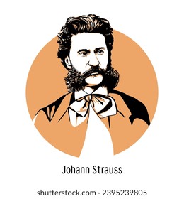 Johann Strauss is an Austrian composer, conductor and violinist. Hand drawn vector illustration