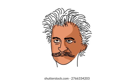 Johann Strauss II portrait, flat vector illustration