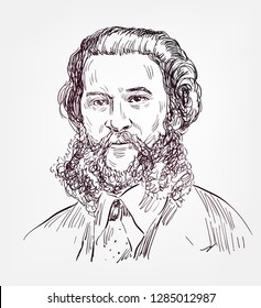 Johann Strauss II Vector Sketch Portrait Illustration 