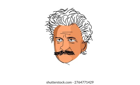 Johann Strauss Portrait, flat vector illustration
