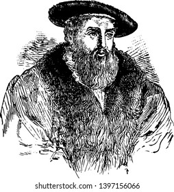 Johannes Kepler, 1571-1630, he was a German mathematician, astronomer, and astrologer, vintage line drawing or engraving illustration