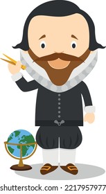 Johannes Kepler cartoon character. Vector Illustration. Kids History Collection.