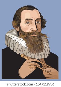 Johannes Kepler vector portrait. He was a German astronomer, mathematician, and astrologer. 
