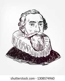 Johannes Kepler vector sketch portrait