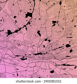 Johannesburg, Gauteng, South Africa (ZAF) - Urban vector city map with parks, rail and roads, highways, minimalist town plan design poster, city center, downtown, transit network, gradient blueprint