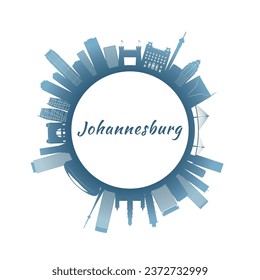 Johannesburg skyline with colorful buildings. Circular style. Stock vector illustration.