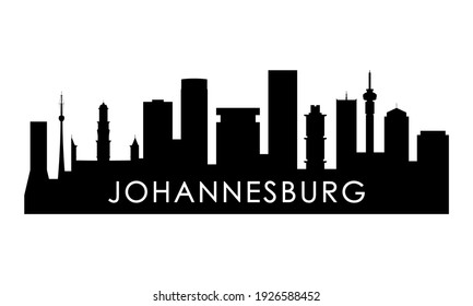 Johannesburg skyline silhouette. Black Johannesburg city design isolated on white background. 