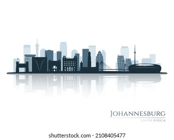 Johannesburg skyline silhouette with reflection. Landscape Johannesburg, South Africa. Vector illustration.