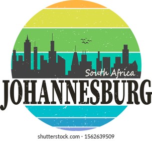 Johannesburg Skyline Stamp Silhouette City Design Vector Art