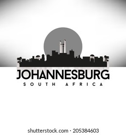 Johannesburg South Africa, Black Skyline Design, vector illustration. Typographic city silhouette