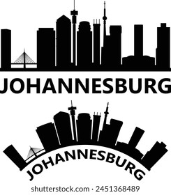 Johannesburg South Africa city skyline silhouette. Johannesburg skyline sign. Landscape City Design. flat style.