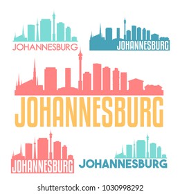 Johannesburg South Africa Flat Icon Skyline Vector Silhouette Design Set Logos.