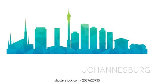 Johannesburg, South Africa Low Poly Skyline Clip Art City Design. Geometric Polygon Graphic Horizon Icon. Vector Illustration Symbol.