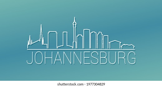 Johannesburg, South Africa Skyline Linear Design. Flat City Illustration Minimal Clip Art. Background Gradient Travel Vector Icon.