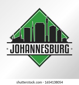 Johannesburg South Africa Skyline Logo. Adventure Landscape Design Vector Illustration.