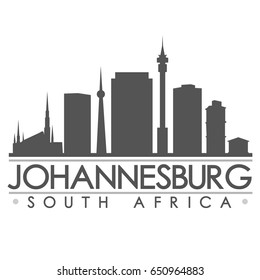 Johannesburg South Africa Skyline. Silhouette Skyline Stamp Vector City Design.