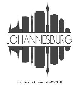 Johannesburg South Africa Skyline Vector Art Mirror Silhouette Emblematic Buildings