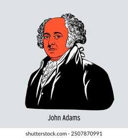 John Adams war ein amerikanischer Staatsmann und Politiker, Anwalt, Abolitionist, eine der Figuren im Amerikanischen Unabhängigkeitskrieg, einer der Gründungsväter der Vereinigten Staaten. Vektorgrafik с 