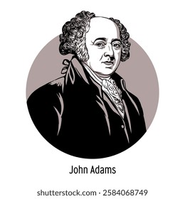 John Adams was an American statesman and politician, lawyer, abolitionist, leader of the American Revolutionary War, and one of the Founding Fathers of the United States. Hand drawn illustration