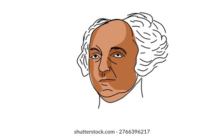 John Adams portrait, flat vector illustration