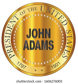 John Adams president of the United States of America round stamp