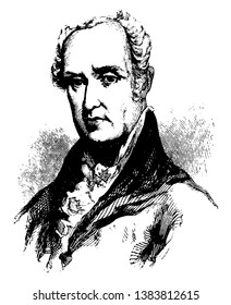 John Armstrong, 1755-1816, he was an American soldier and judge, vintage line drawing or engraving illustration