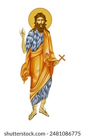 John the Baptist in Byzantine style isolated