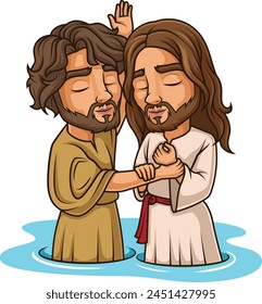 John baptizing Jesus Christ vector illustration