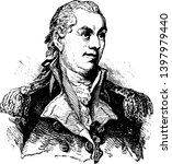 John Barry 1745 to 1803 he was an officer in the continental navy and later in the United States he was a captain in the continental navy in 1775 vintage line drawing or engraving illustration