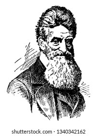 John Brown 1800 to 1859 he was an American abolitionist he led a raid on the federal armoury at Harpers Ferry to start a liberation movement in 1858 vintage line drawing or engraving illustration