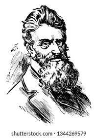 John Brown 1800 to 1859 he was an American abolitionist he led a raid on the federal armoury at Harpers Ferry to start a liberation movement in 1858 vintage line drawing or engraving illustration