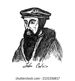 John Calvin (1509-1564) was a French theologian, pastor and reformer in Geneva during the Protestant Reformation. Christian figure.