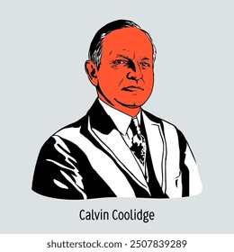 John Calvin Coolidge Jr. was the 30th President of the United States from the Republican Party and the 29th Vice President of the United States. Vector illustration