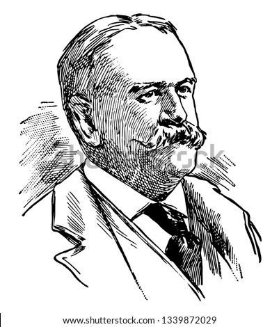 John Davis Long 1838 to 1915 he was an American lawyer politician writer and governor of Massachusetts vintage line drawing or engraving illustration