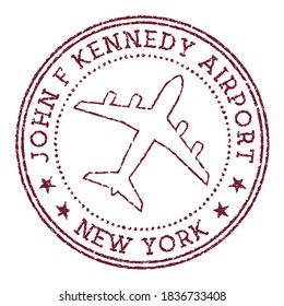 Estampilla del Aeropuerto John F. Kennedy de Nueva York. Logo de la ronda del aeropuerto de Nueva York. Ilustración vectorial.