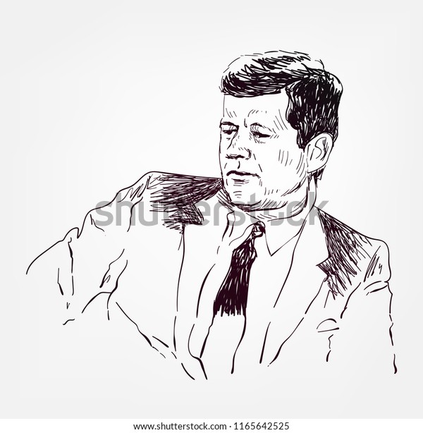 John Fitzgerald Kennedy Vector Sketch Portrait Stock Vector Royalty Free 1165642525 Shutterstock 