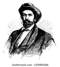 John Hunt Morgan 1825 to 1864 he was a confederate general in the American civil war vintage line drawing or engraving illustration