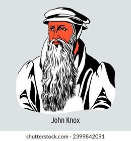 John Knox was a Scottish clergyman, theologian and writer, a leader of the Reformation in Scotland. Hand drawn vector illustration