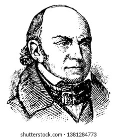 John Quincy Adams, 1767-1848, he was the sixth president of the United States from 1825 to 1829, vintage line drawing or engraving illustration