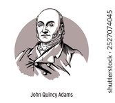 John Quincy Adams is an American politician and statesman, diplomat, 6th President of the United States. Hand drawn vector illustration