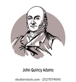 John Quincy Adams is an American politician and statesman, diplomat, 6th President of the United States. Hand drawn vector illustration