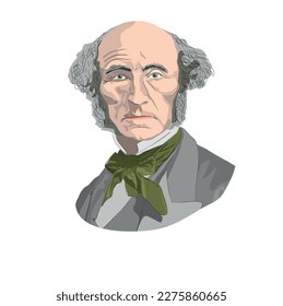 John Stuart Mill (1806 - 1873). English philosopher, political economist, member of parliament and civil servant. He has studies on utilitarianism. Vector illustration portrait