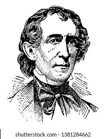 John Tyler, 1790-1862, he was the tenth president of the United States from 1841 to 1845, and the tenth vice president of the United States, vintage line drawing or engraving illustration