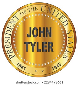 John Tyler president of the United States of America round stamp