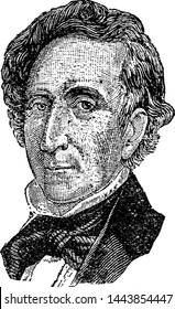 John Tyler, vintage engraved illustration