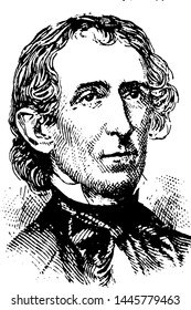 John Tyler, vintage engraved illustration